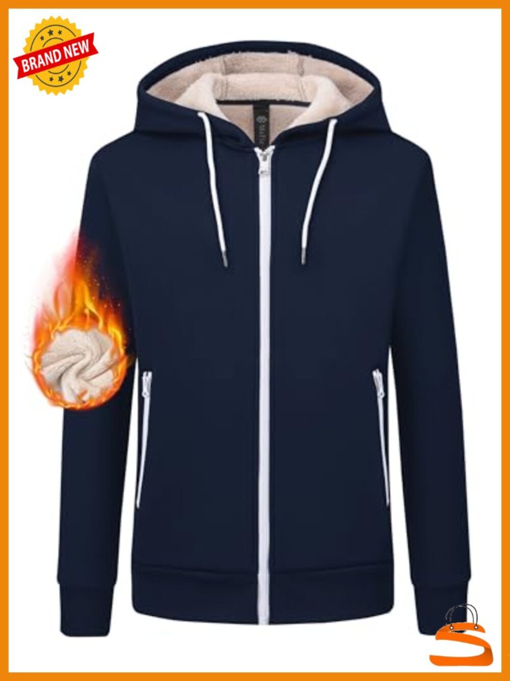 Womens Zip Up Fleece Hoodie Sherpa Lined Thick Warm Hooded Jacket Pockets
